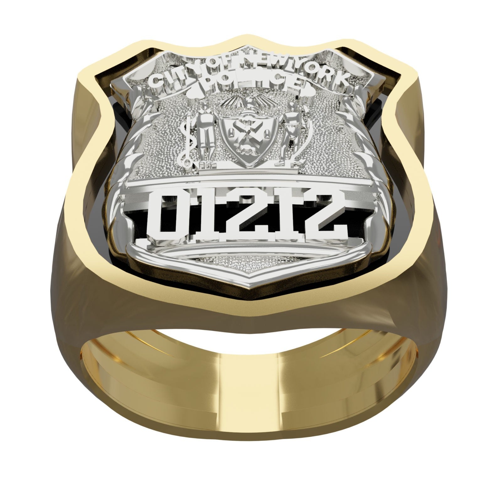 Mens NYPD PO Antique Shadow Box Edge Ring