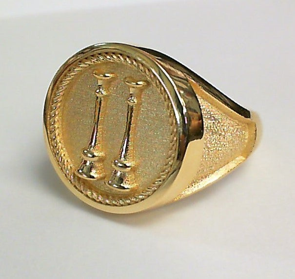 Mens  Fire Department Captain Ring - 2 Horns Standard