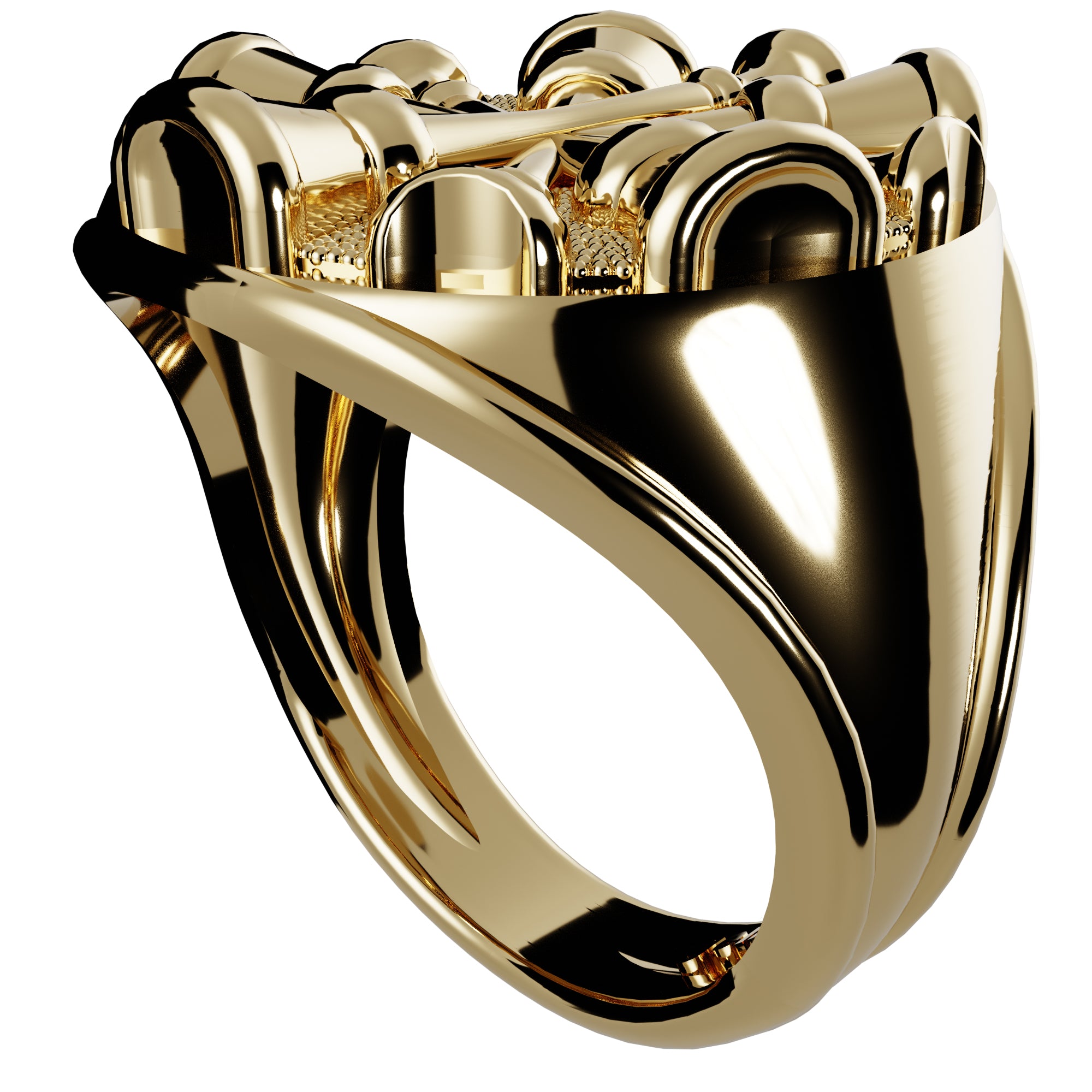 Mens Fire Department Chief Ring - 5 Horns (Nickel Size Top)