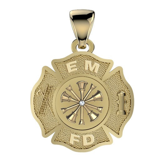 Custom Firefighter Maltese Cross Pendant - Quarter Size