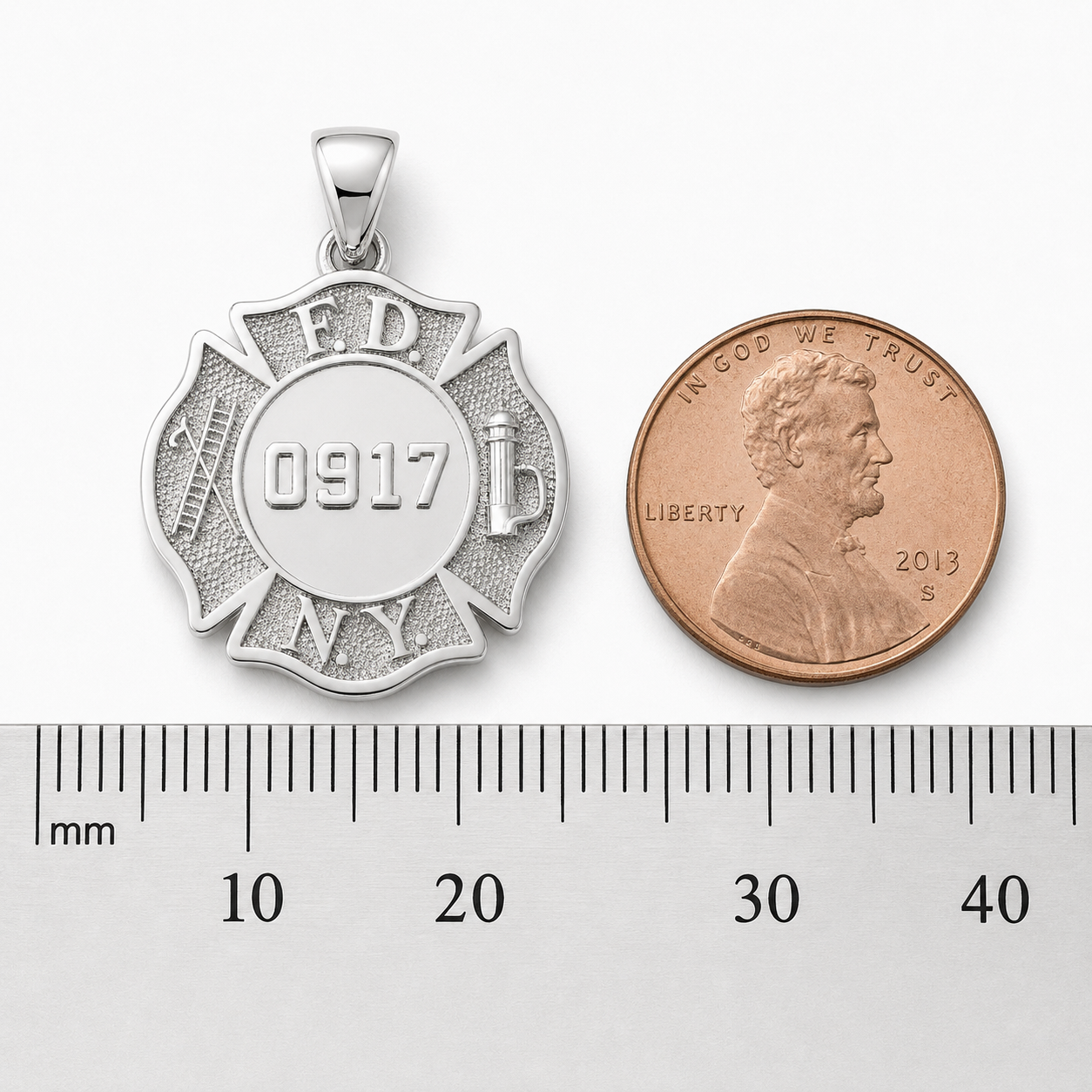 FDNY Firefighter Maltese Pendant - Penny Size