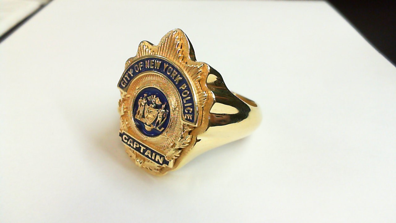 Mens NYPD Captain Nickel Size Shape of the Shield Ring