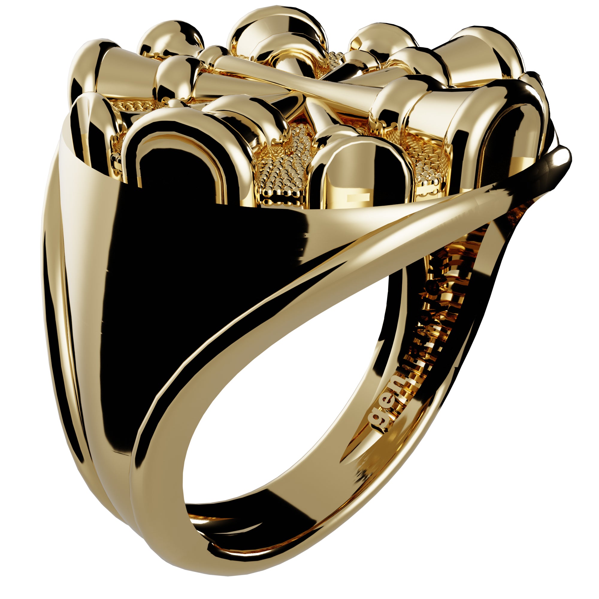 Mens Fire Department Chief Ring - 5 Horns (Nickel Size Top)