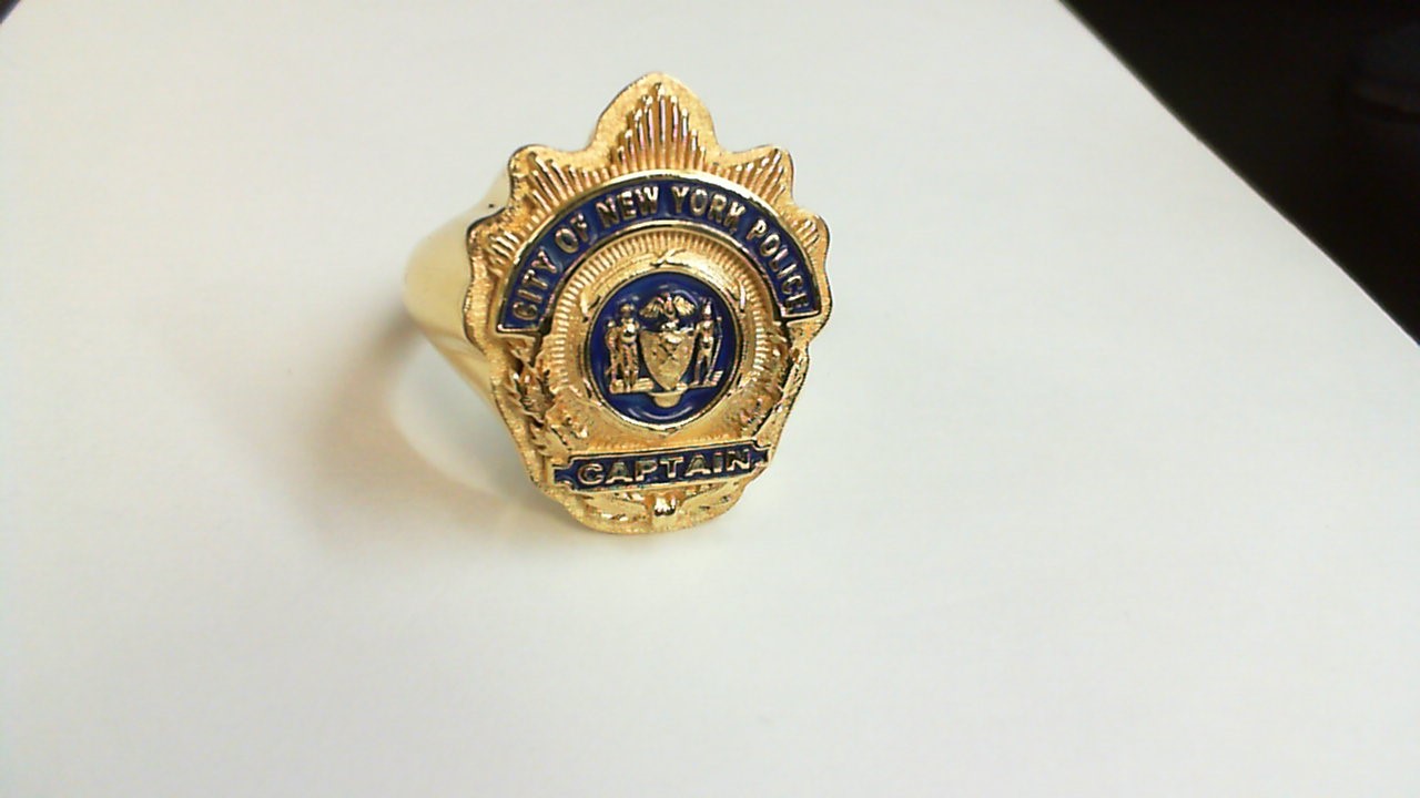 Mens NYPD Captain Nickel Size Shape of the Shield Ring