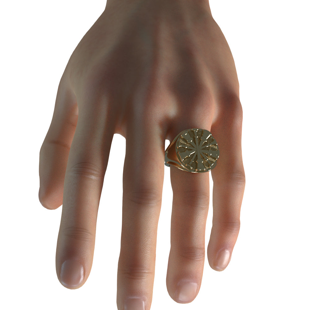 Mens Fire Department Chief Ring - 5 Horns (Nickel Size Top)