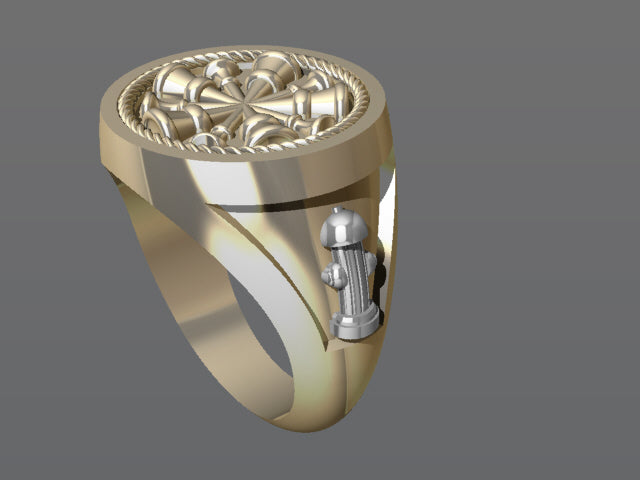 Mens Fire Department Chief Ring - 5 Horns