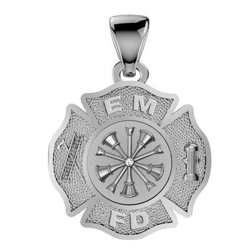 Custom Firefighter Maltese Cross Pendant - Quarter Size