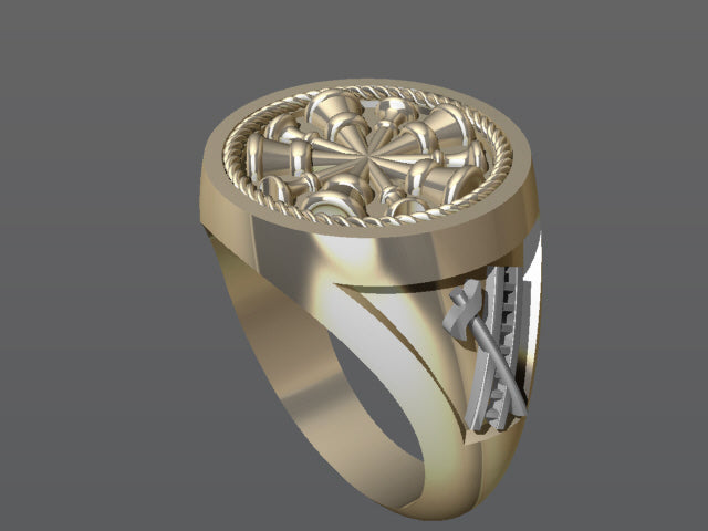 Mens Fire Department Chief Ring - 5 Horns