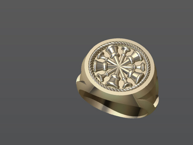 Mens Fire Department Chief Ring - 5 Horns