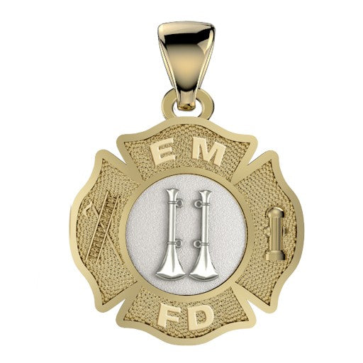 Custom Firefighter Maltese Cross Pendant - Quarter Size