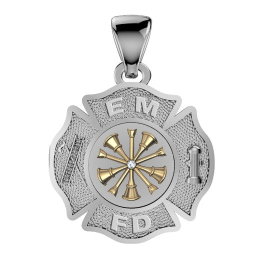 Custom Firefighter Maltese Cross Pendant - Quarter Size