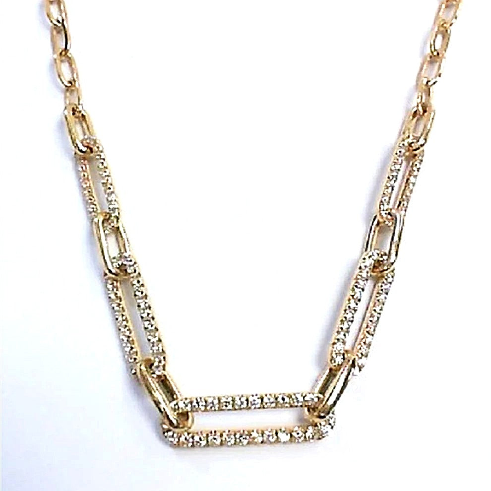 14K Yellow Gold Paperclip Diamond Necklace (0.71 CTW) – Modern Elegance in Every Link
