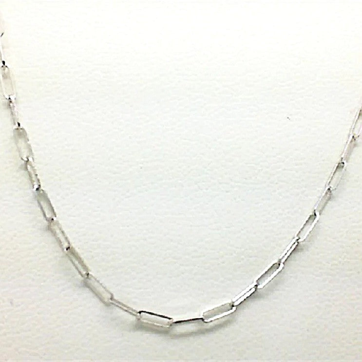 White 14K Gold Paperclip Chain Necklace – 16 Inch