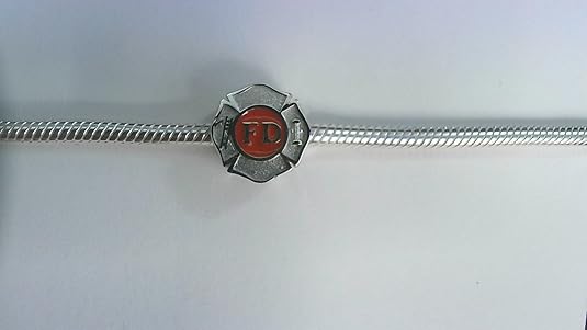 Fire Department Maltese Cross Charm – Sterling Silver – Fits Pandora, Chamilia & Trollbeads Bracelets