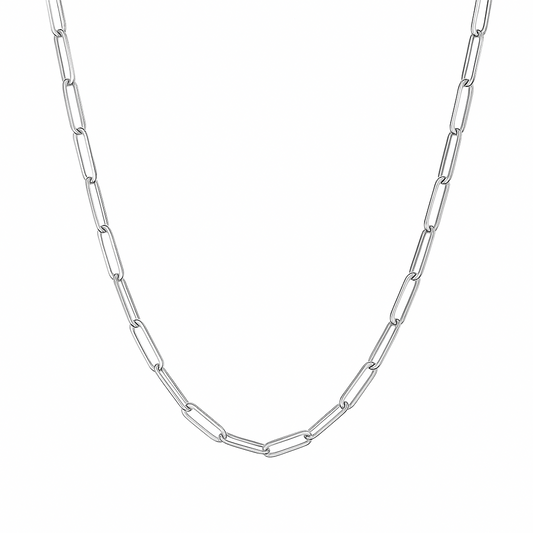 White 14K Gold Paperclip Chain Necklace – 16 Inch