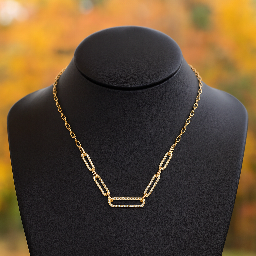 14K Yellow Gold Paperclip Diamond Necklace (0.71 CTW) – Modern Elegance in Every Link