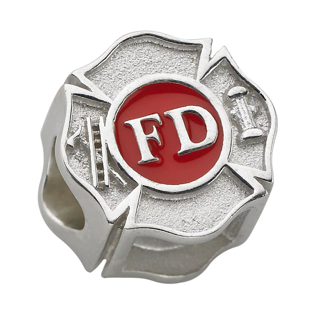 Fire Department Maltese Cross Charm – Sterling Silver – Fits Pandora, Chamilia & Trollbeads Bracelets