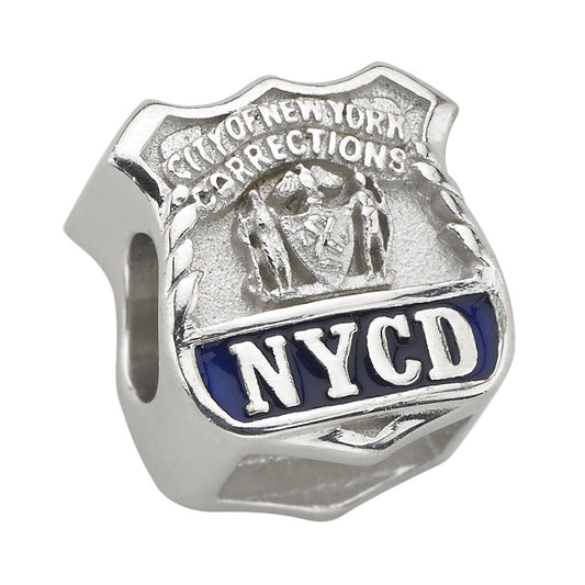City of New York Corrections NYCD Charm – Sterling Silver – Fits Pandora, Chamilia, Trollbeads Bracelets