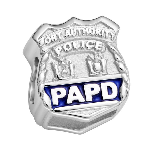 Port Authority Police Charm – PAPD – Sterling Silver – Fits Pandora, Chamilia & Trollbeads Bracelets