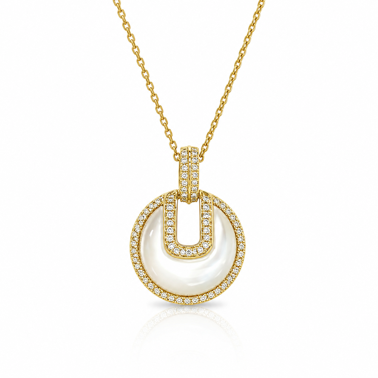 14K Yellow Gold Mother-of-Pearl & Diamond Pendant