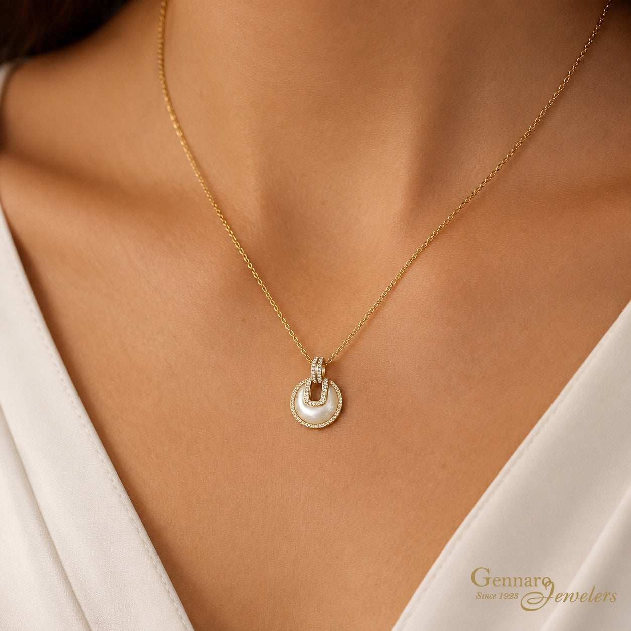 14K Yellow Gold Mother-of-Pearl & Diamond Pendant