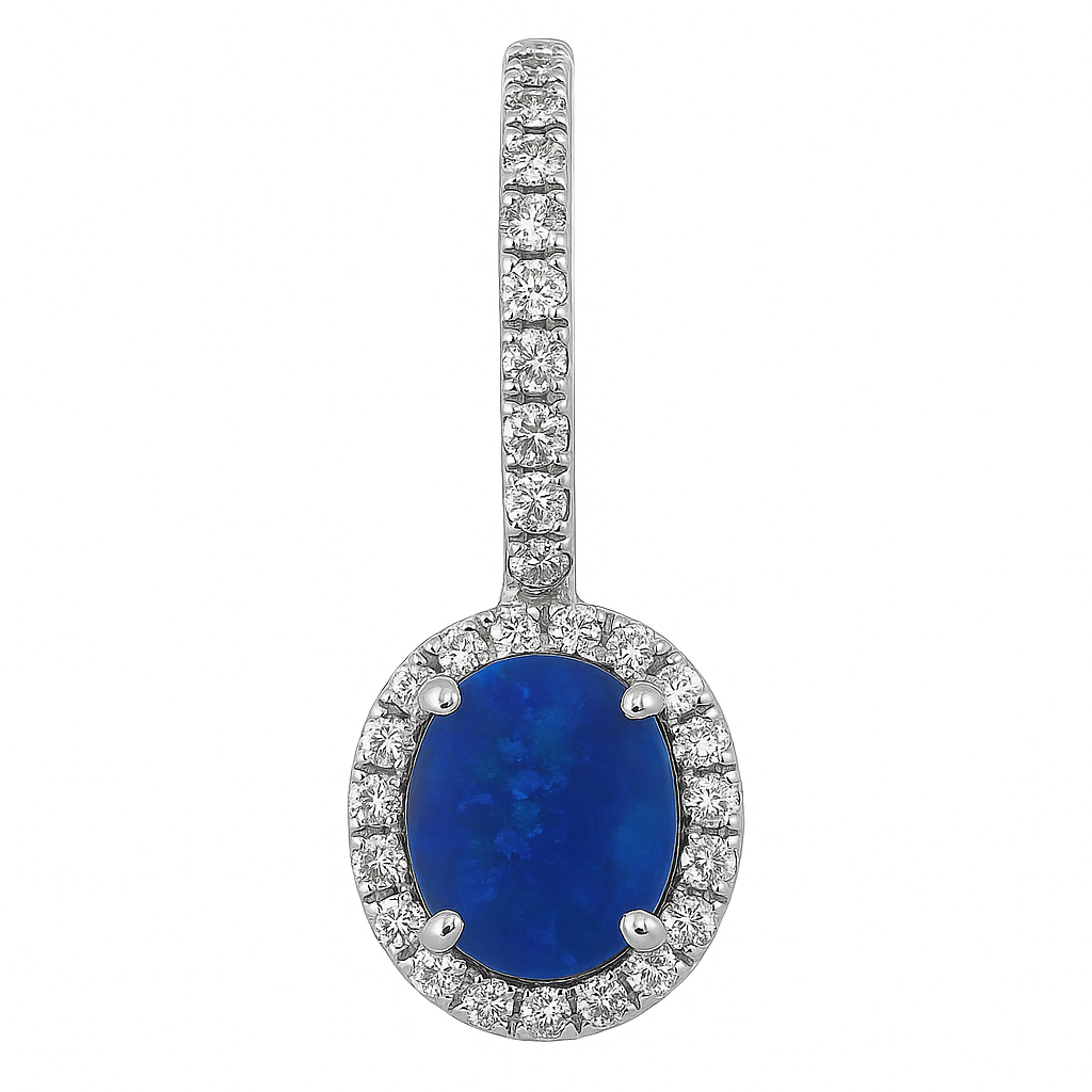 14K White Gold Opal & Diamond Lever Back Earrings