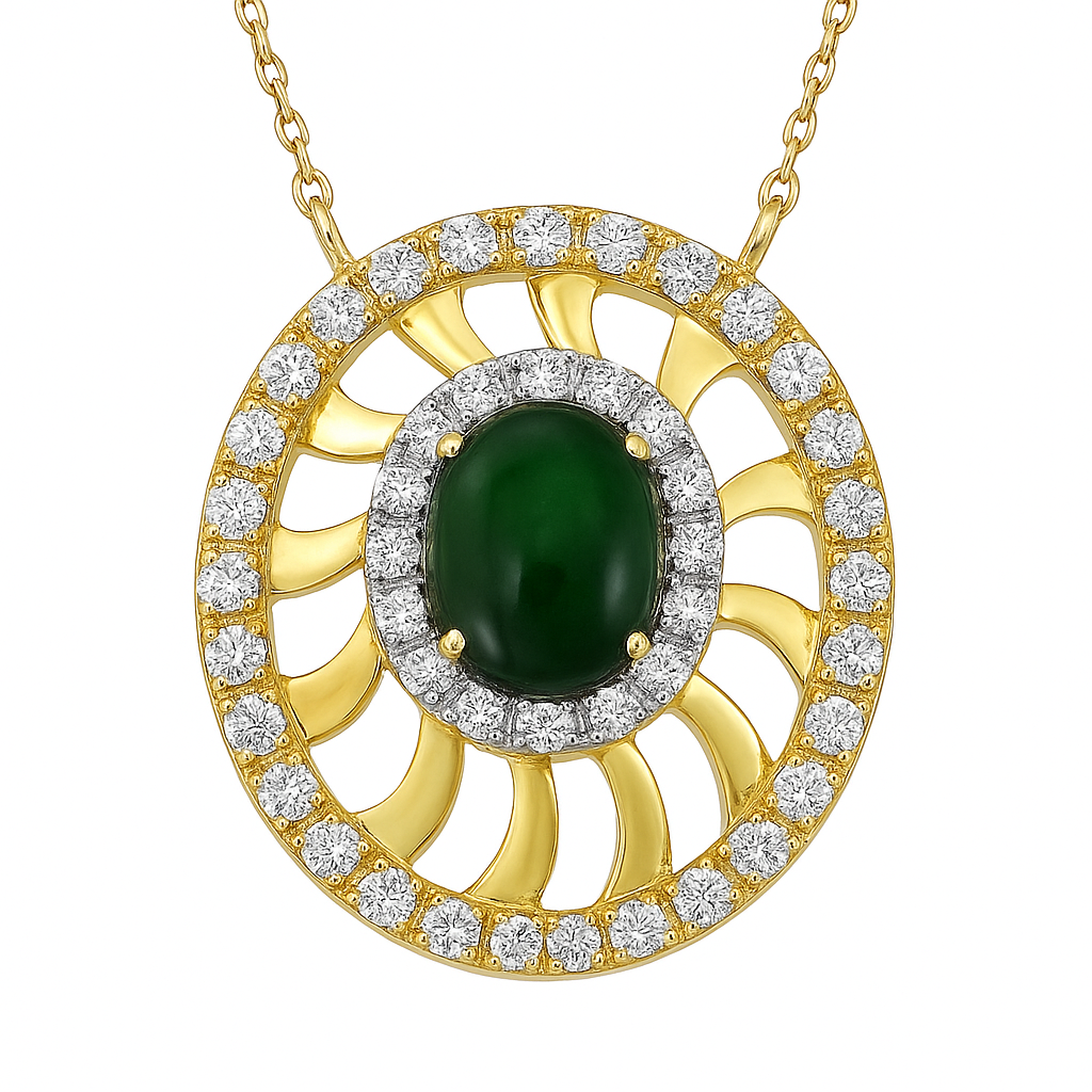 14K Yellow Gold Opal & Diamond Free-Form Pendant