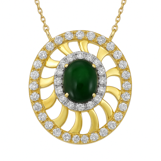 14K Yellow Gold Opal & Diamond Free-Form Pendant