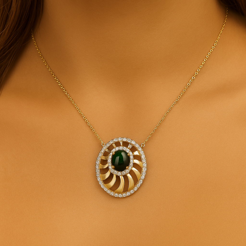 14K Yellow Gold Opal & Diamond Free-Form Pendant