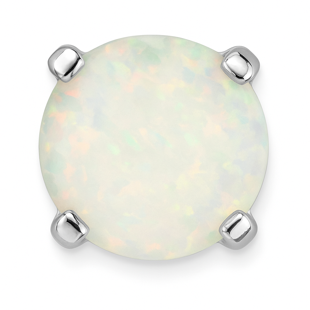 14K White Gold 5MM Opal Stud Earrings