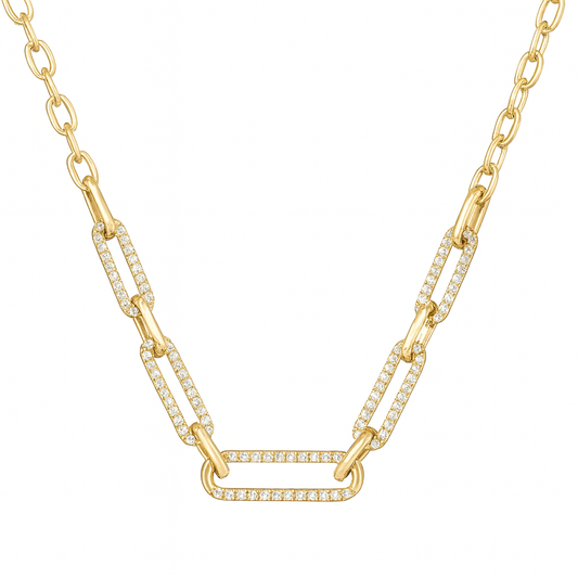 14K Yellow Gold Paperclip Diamond Necklace (0.71 CTW) – Modern Elegance in Every Link
