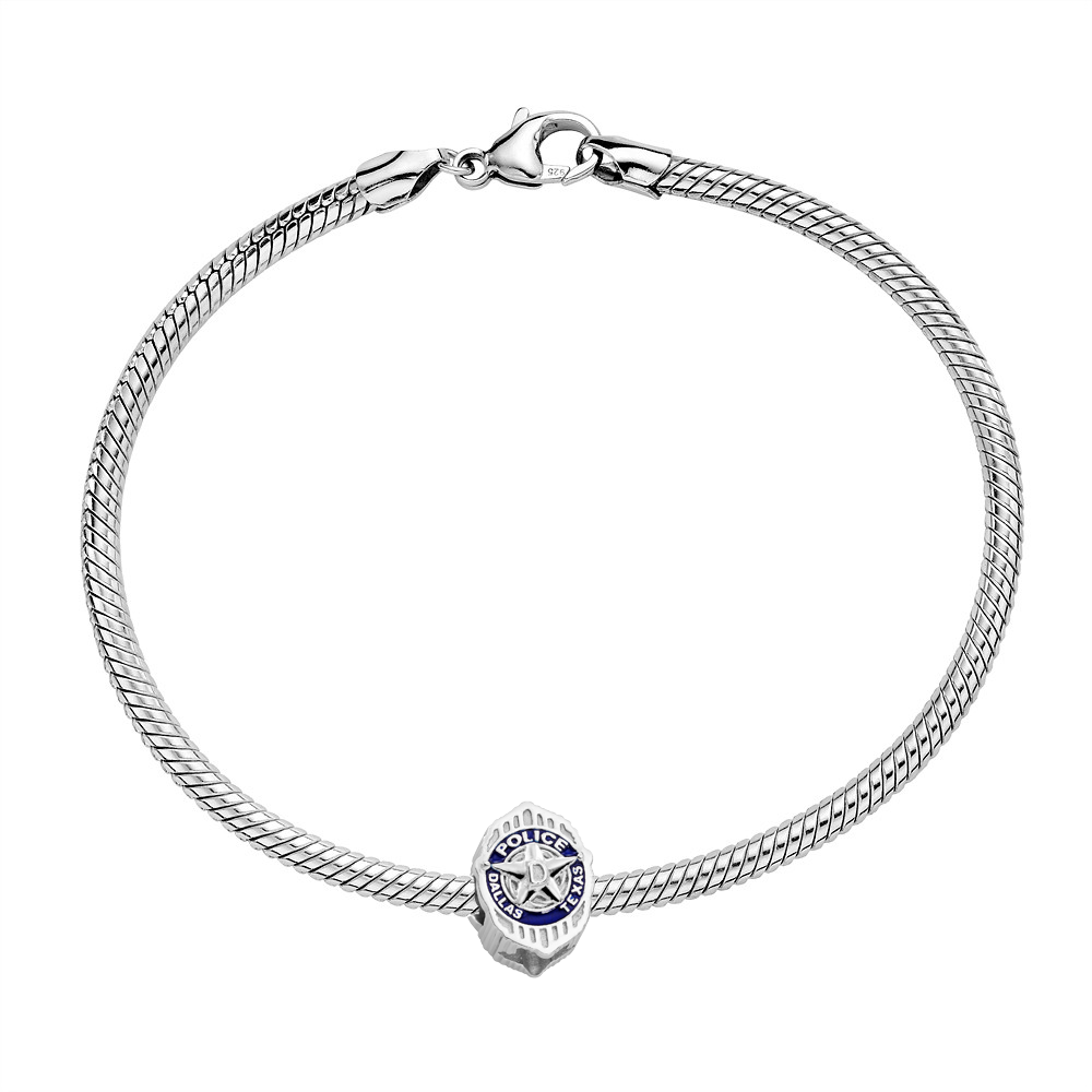 Dallas Police Charm – Sterling Silver – Fits Pandora, Chamilia & Trollbeads Bracelets