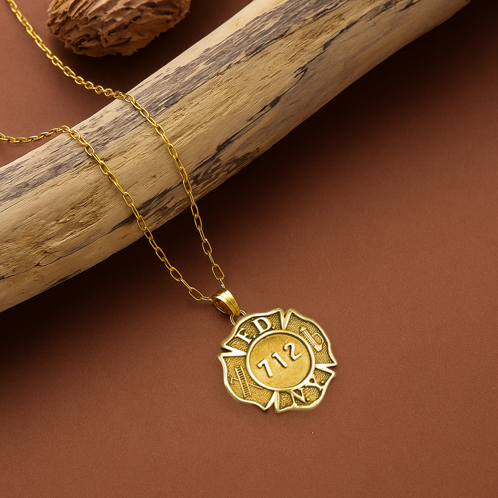 FDNY Firefighter Pendant – Custom Badge Design in Gold or Sterling Silver