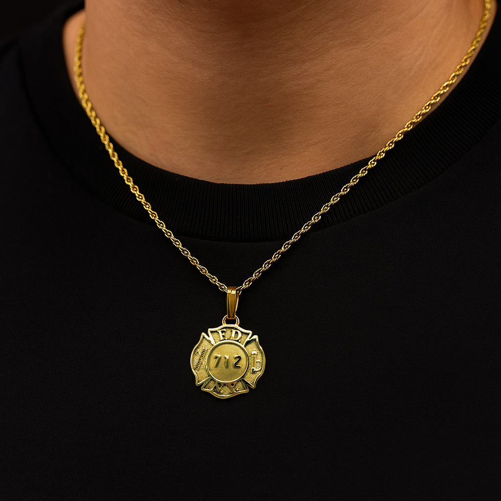FDNY Firefighter Pendant – Custom Badge Design in Gold or Sterling Silver